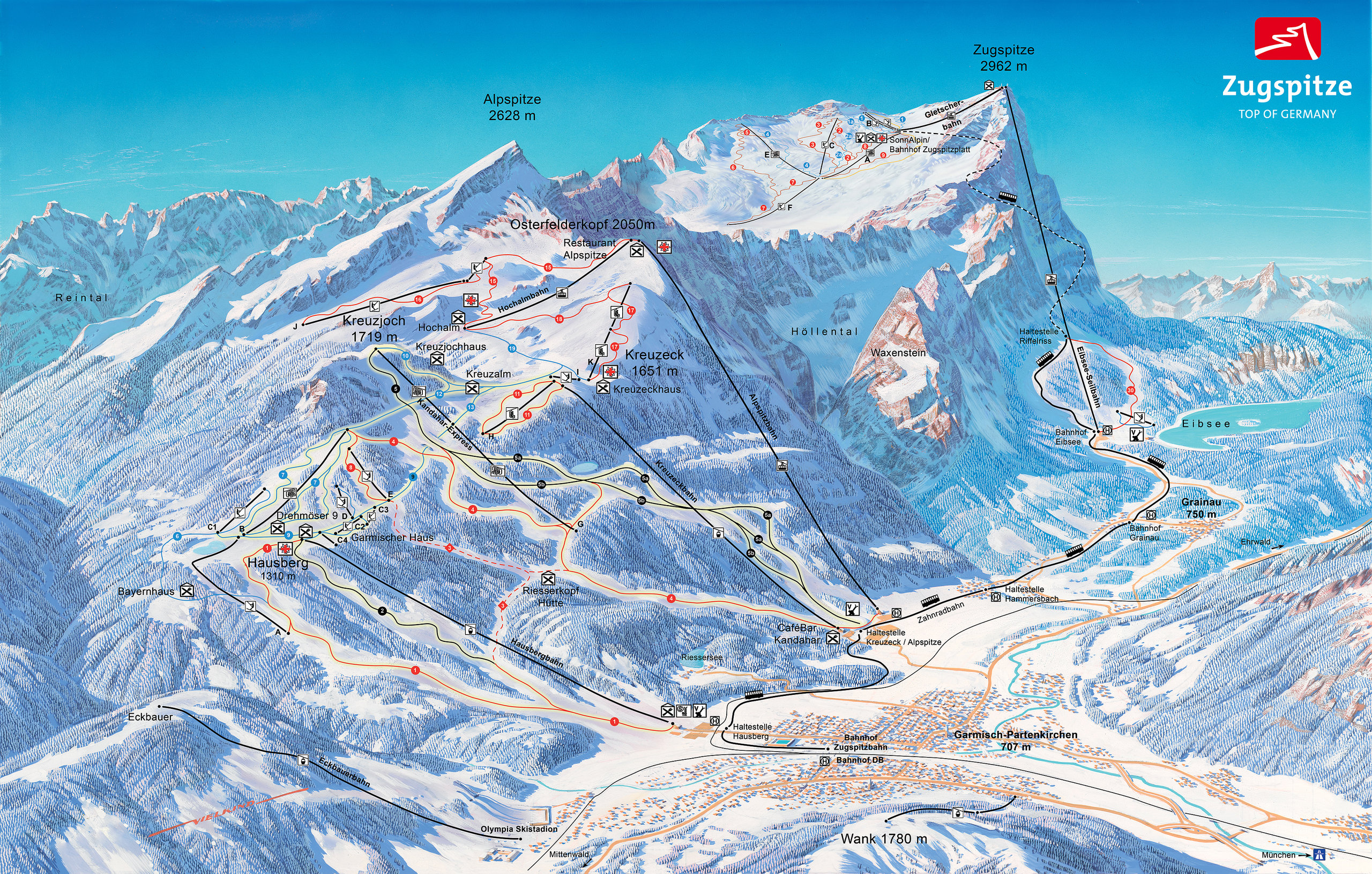Garmisch Partenkirchen - Skikarte Garmisch Partenkirchen - Skikarte