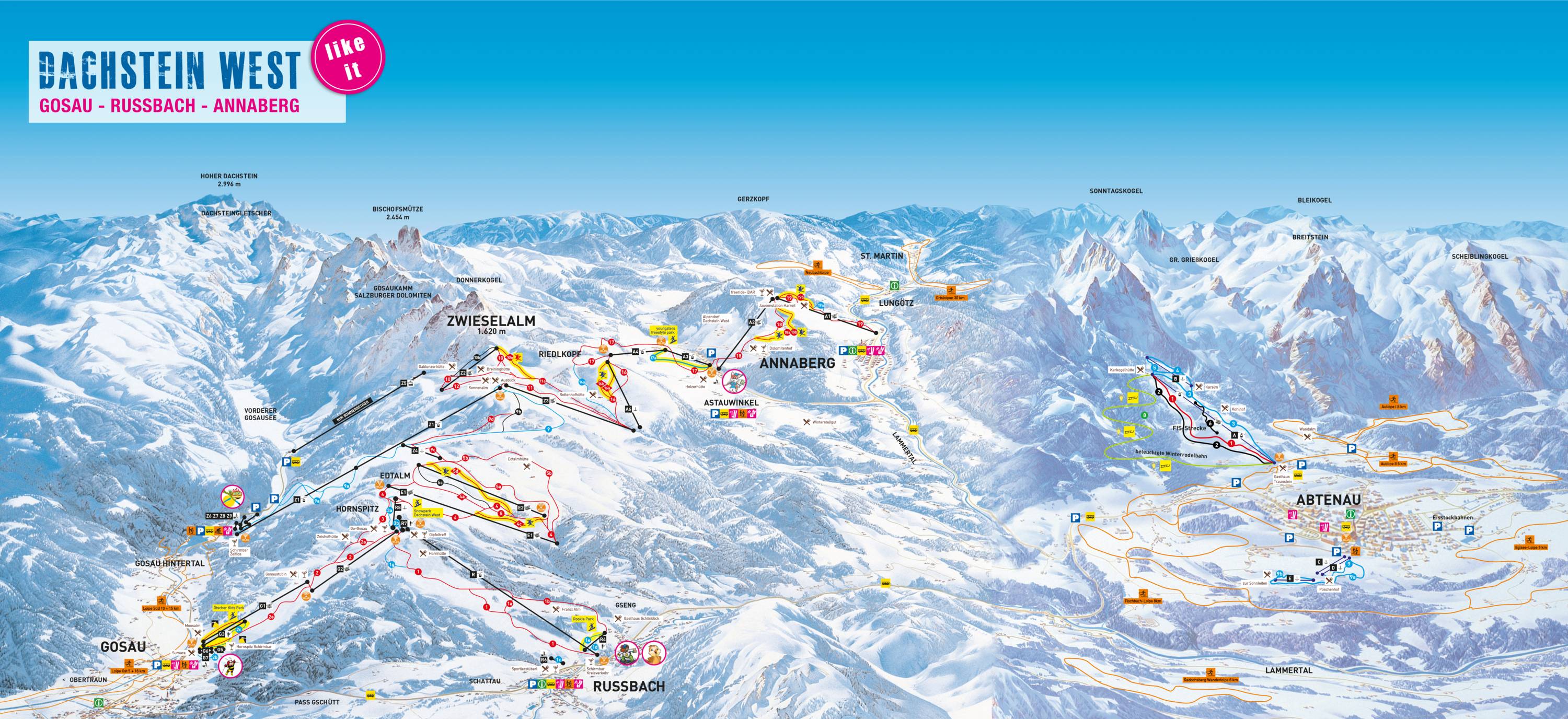 Dachstein West Lammertal ski map Dachstein West Lammertal ski map