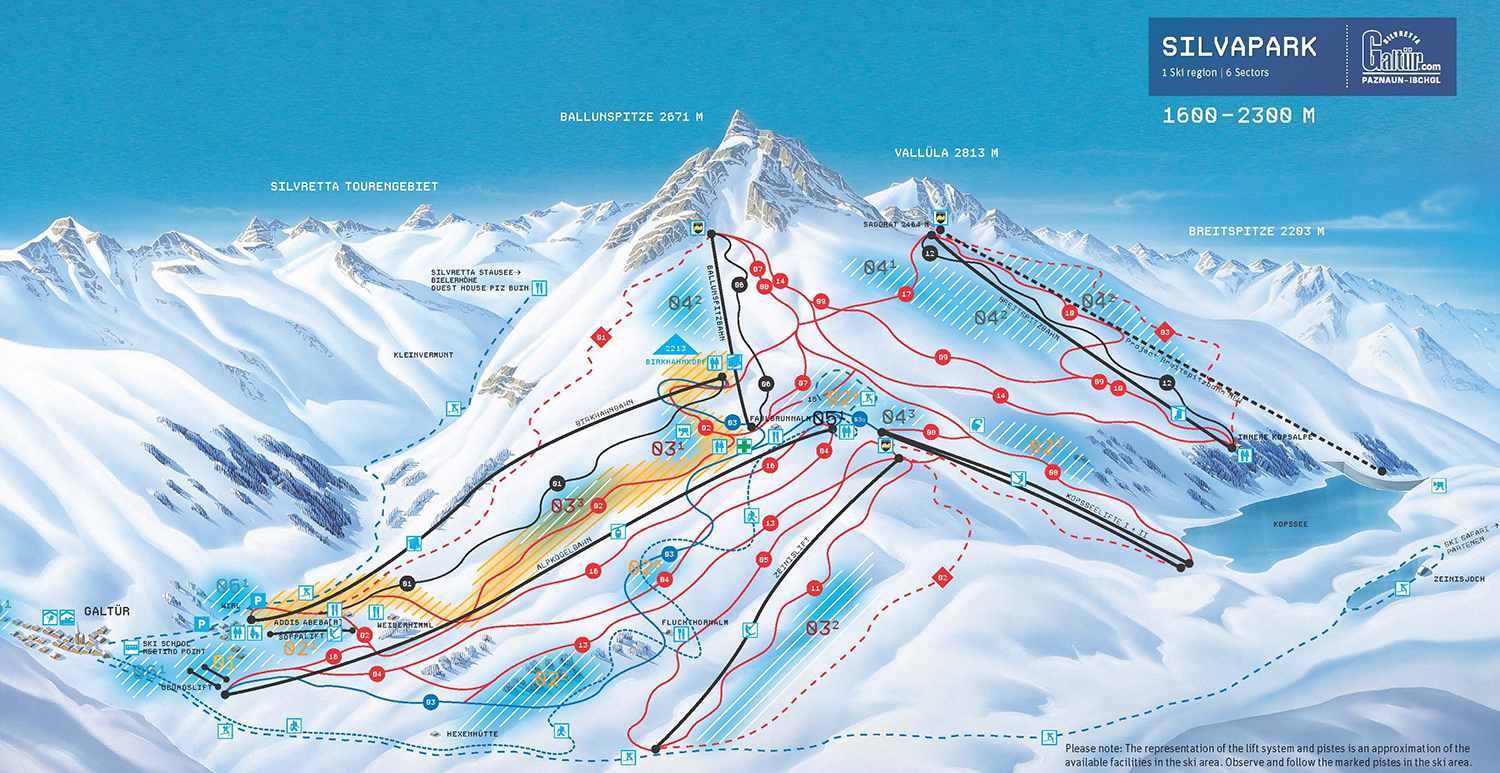 Galtür Silvretta ski map Galtür Silvretta ski map