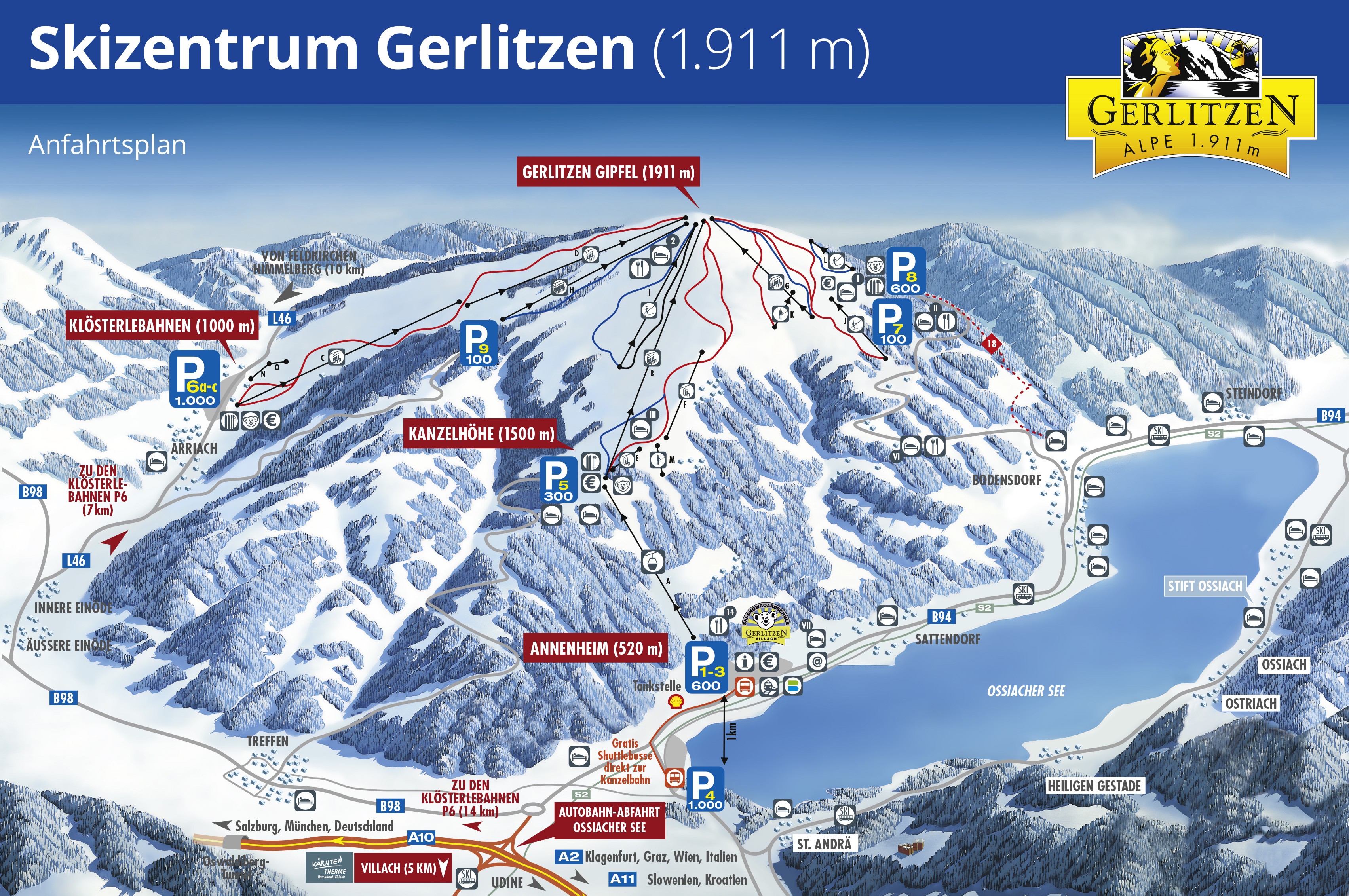 Gerlitzen Ossiacher See ski map
