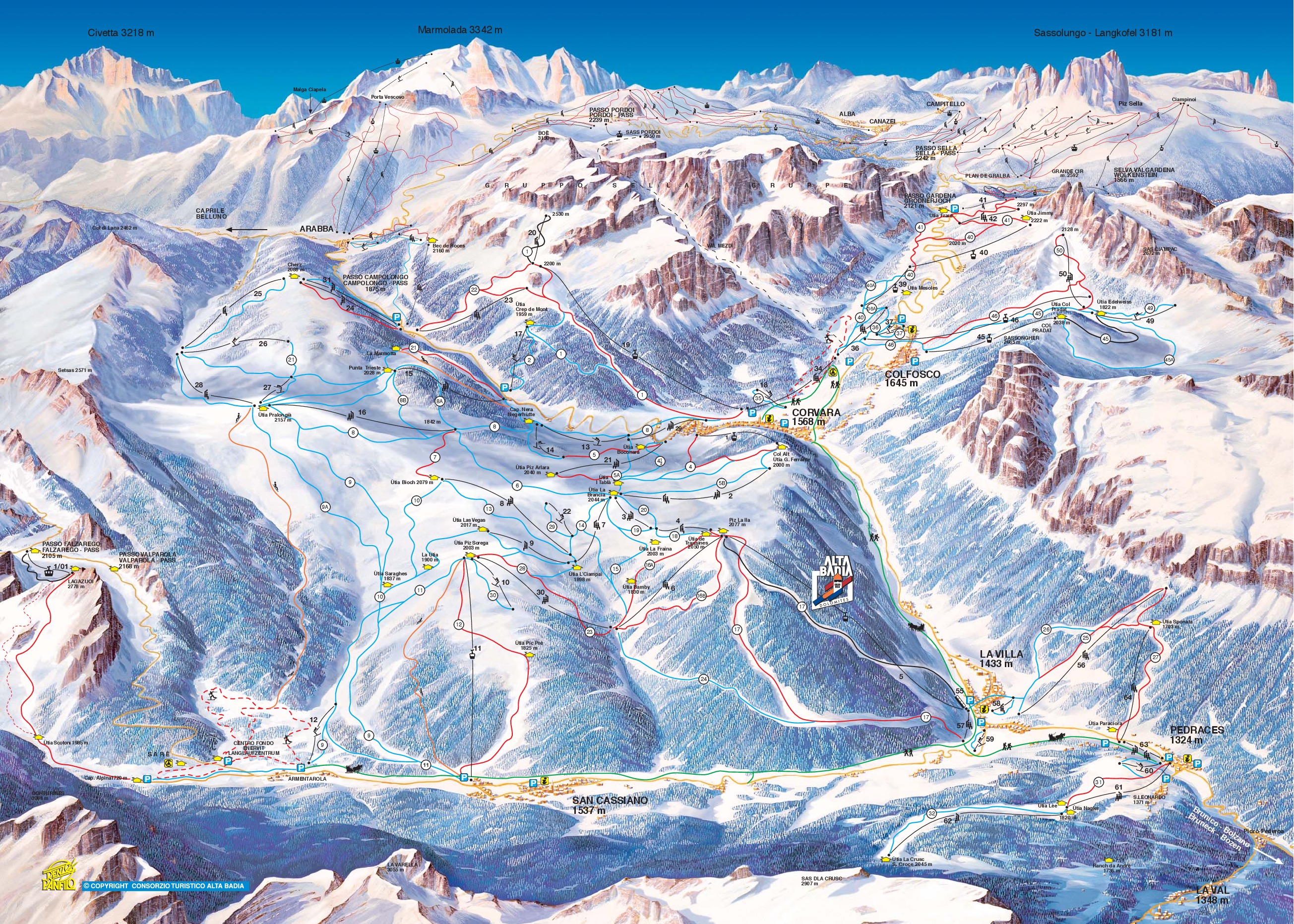 Alta Badia ski map Map Alta Badia