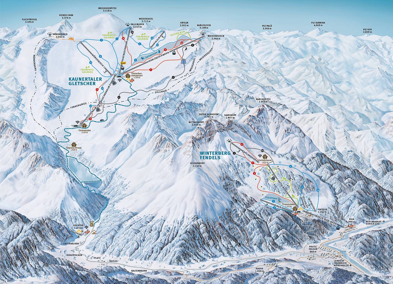Kaunertal ski map Kaunertal ski map