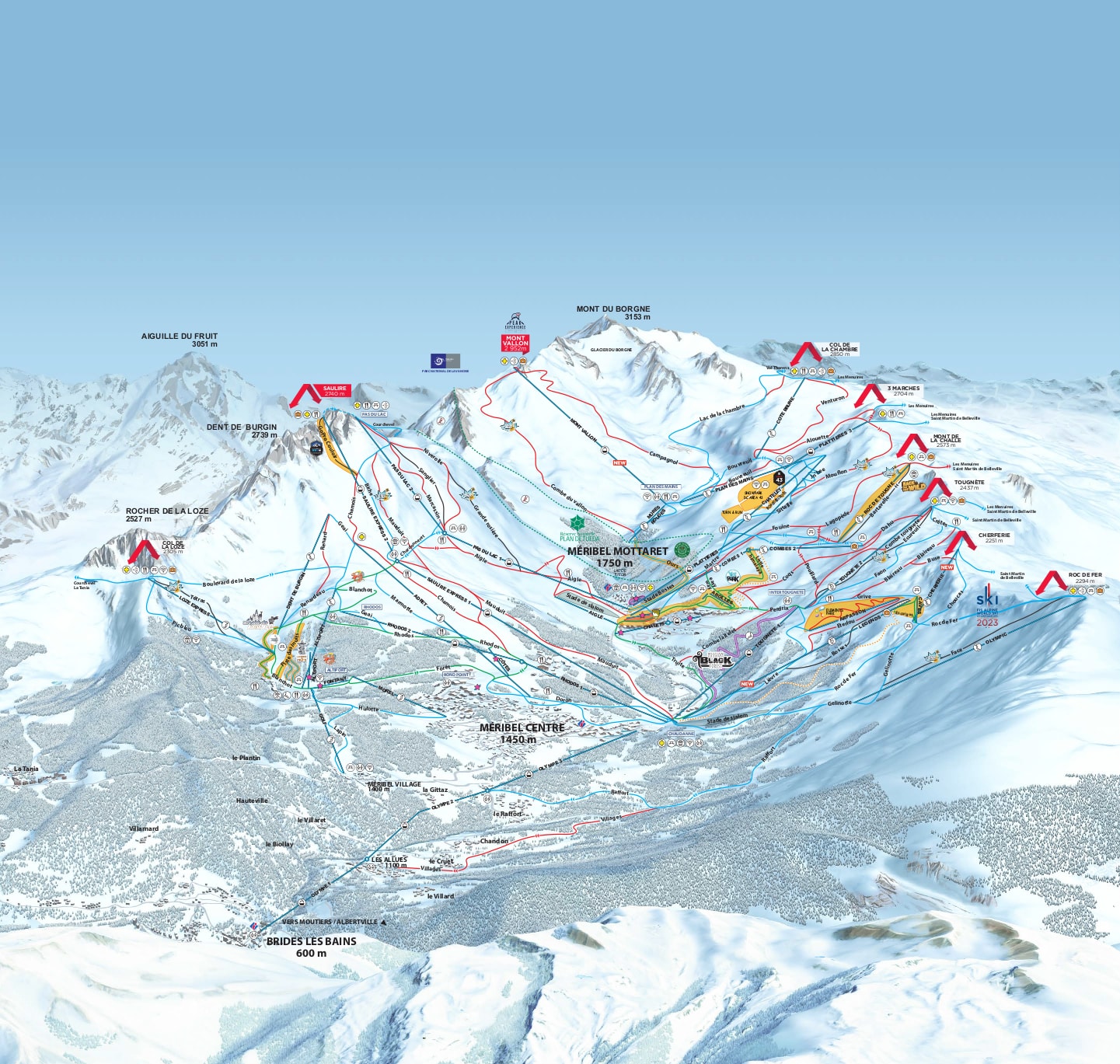 Meribel Mottaret - Zamljevid (Ski mapa) smučišča