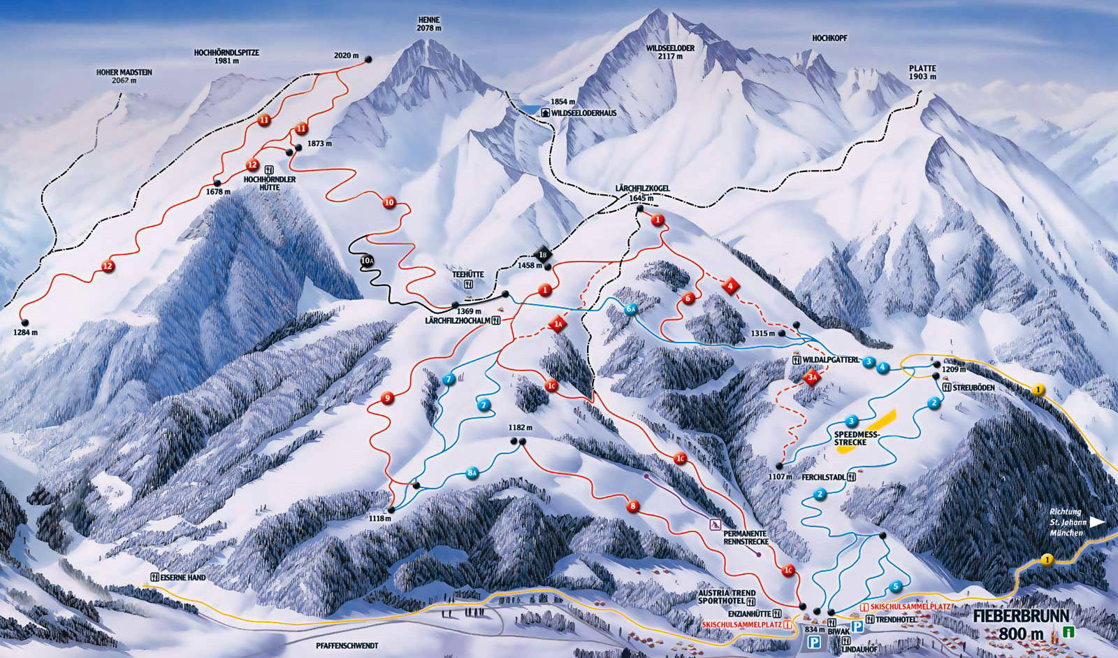 Fieberbrunn Schneedorado ski map