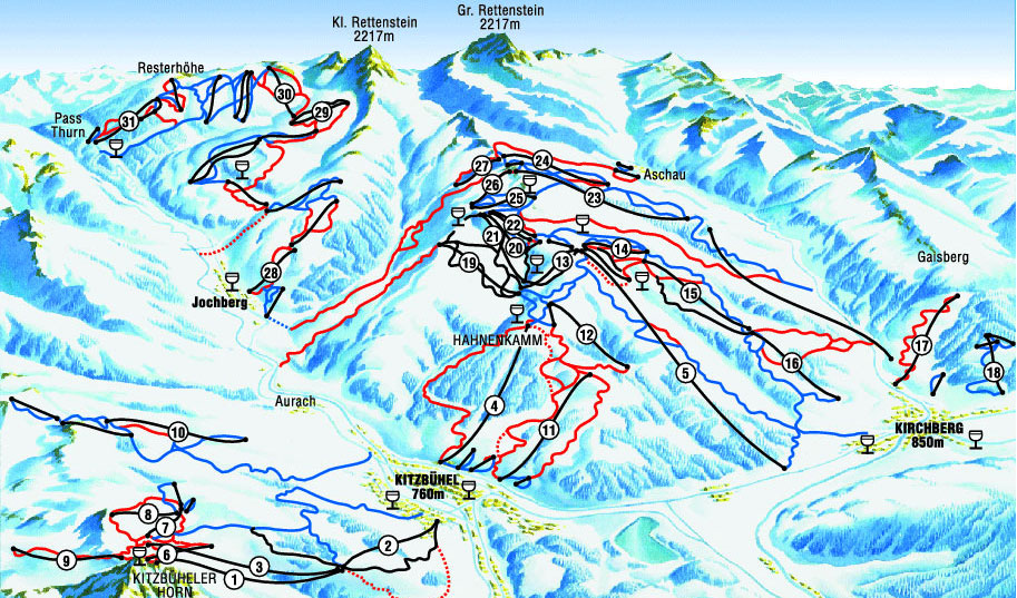 Kitzbühel Plans des pistes