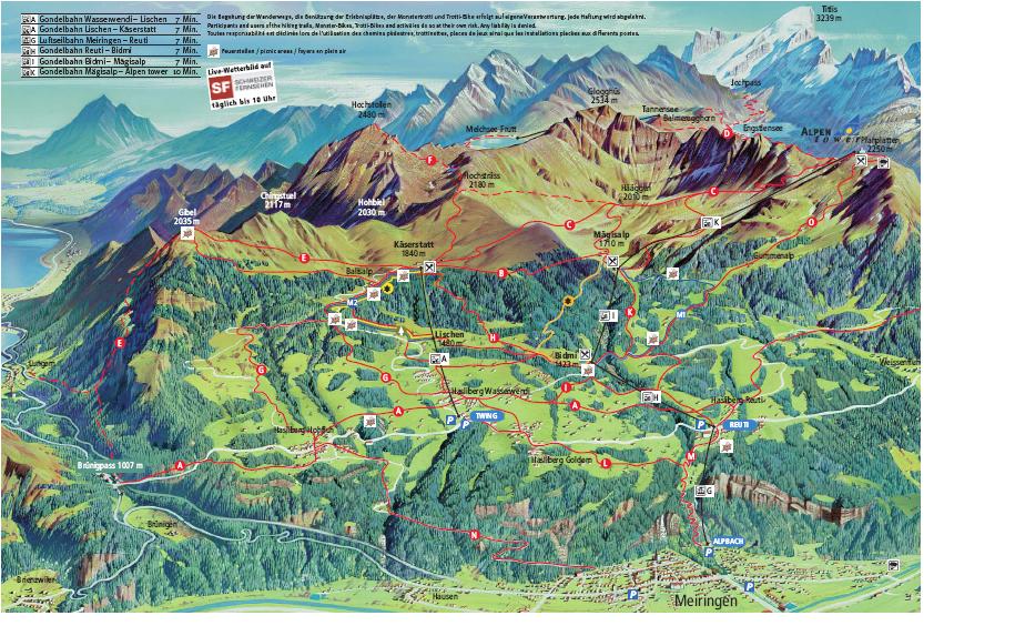 Meiringen Hasliberg, Haslital ski map