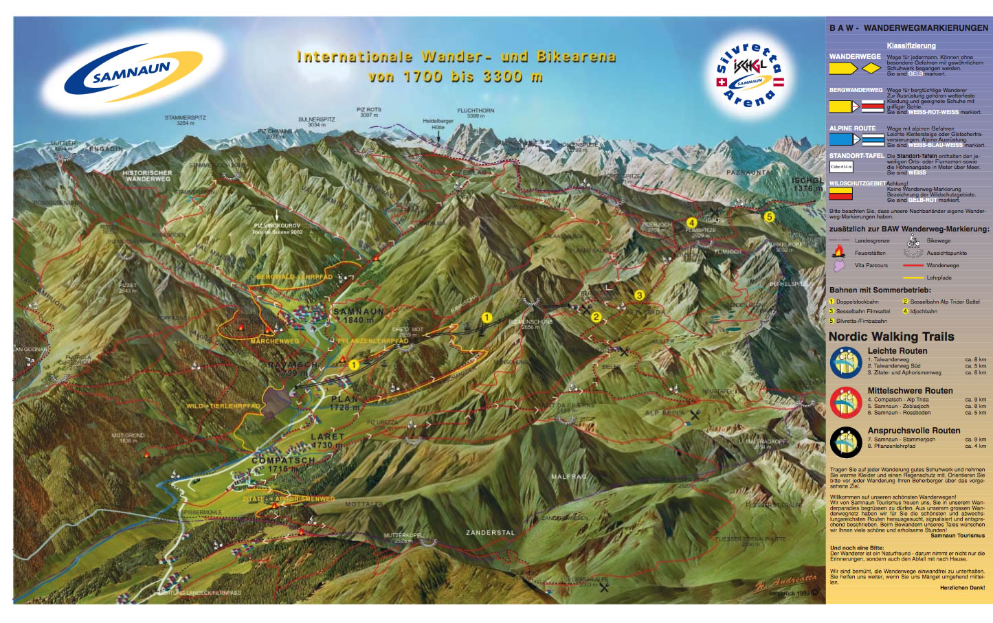 Samnaun ski map